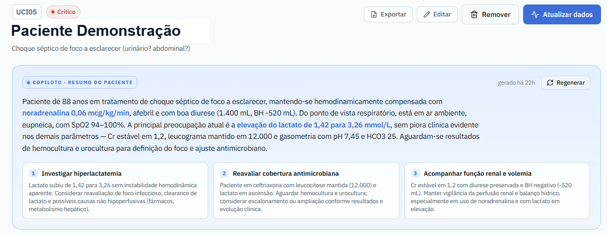 Copiloto de IA: resumo do paciente